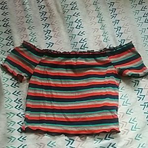 Off-shoulder ribbed crop top